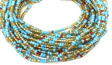Amazing blue turquoise mix tie on waist Glass African Trade Beads-Ghana picture