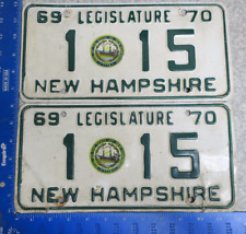 New Hampshire LIcense Plate 1969 1970 Tag NH 69 70 Legislature 1-15 Pair Set picture