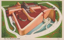 General Motors Exhibit Bldg Worlds Fair New York 1939 Vintage Linen Postcard picture