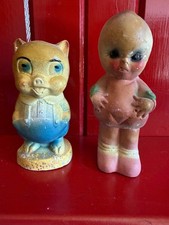 vintage carnival chalkware prizes 2 pieces Kewpie Doll and Porky Pig picture