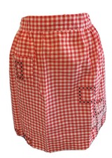 Vintage Red and White Gingham Checked 1/2 Apron Tie Waist Cross Stitch Adult picture