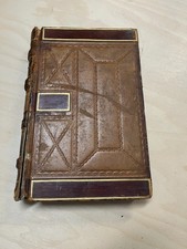 1880s Antique Ledger - Leather bound, marbling - BLANK picture