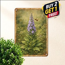 Wildflower Botanical Field Notes Sign Honeybee Meadow Metal Tin Wall Plaque picture