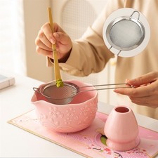 Matcha Tea Set With Gifts Box-7pcs, Green Glaze Ceramic Matcha Bowl With Spout, picture