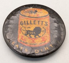 Antique Gillett's Lye Eats Dirt Advertising Pinback Canada c1900 1