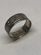 SIZE 8.5 3g 925 STERLING SILVER STAR ETCHED HANDMADE VINTAGE RING STAMPED picture