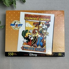 Disney Mickey Mouse 550 Pc Puzzle Two Gun Mickey Vintage Western New Sealed picture