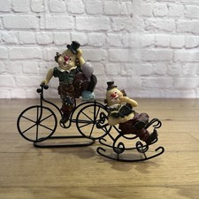 2 X Carnival Circus Vintage Clowns Riding Bicycle And/or Sleigh picture