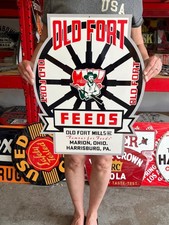Vintage Style Metal Sign Old Fort Seeds NOT Porcelain 24x18 Made USA picture