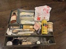 Vintage Military M-5 Steel Medical Chest D28243 Veterinary Instruments Tools picture