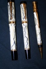 RARE MINT Parker Duofold Centennial Pearl & Black 3-Pc Set Fountain Pen 18K EF picture