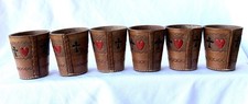Vintage 1940s/50s  Sao Paulo Brazilian Leather Dice Cups Card Suits Set Of 6 picture