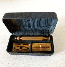Vintage Gold Toned Gillette Razor With Case picture