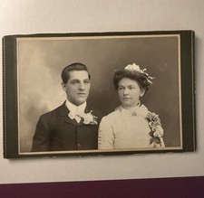 Young Couple Antique Cabinet Card Wedding Photograph c.1900’s picture