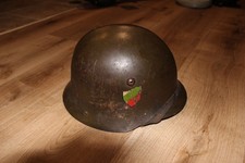 Vintage WWII Bulgarian M36 Steel Helmet Type C Original Tricolor Decal Liner picture