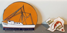 Texas Brownsville Jaycees Boat Ship & Texas State Enamel Lapel Pin Lot of 2 picture