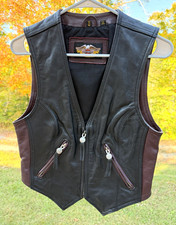 Women’s Harley-Davidson 95th Anniversary 1903-1998 small two toned Leather Vest picture
