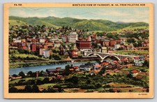 Fairmont West Virginia~Palatine Nob Birds Eye View~Bridge~Skyline~Linen 1943 PC picture