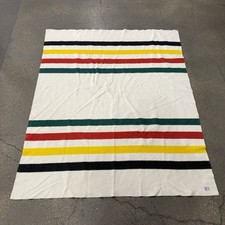 VTG Pendleton Glacier Hudson Blanket Wool 4 Stripes King Size 73.5x89 picture
