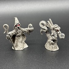 VTG Spoontiques Fantasy CMR883 Pewter Mini Dragon & Wizard Swarovski Crystal picture