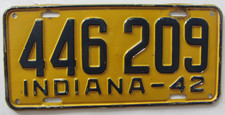1942 Indiana car license plate all ORIGINAL picture