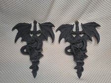 Summit Collection Dragon Skull Dagger Plaque Set Gothic Halloween Decor Resin 2 picture