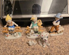 Vintage Japan Porcelain Figurine Lot Children Animals Puppy Lamb Hand Painted picture