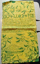 Vtg 60’s Key West Hand Print Linen Tea Towel Key Lime Pie Recipe Vanda Yellow picture