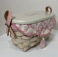 2005 Horizon Of Hope Longaberger Basket Lid Liner Protector Charm Leather Ribbon picture