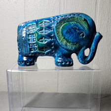 Bitossi Rimini vintage Flavia Monte Lupo Italy Blue Elephant Animal Figurine picture