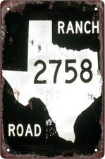 Highway 2758 Ranch Road Texas Tin Metal Signs Home Décor 8x12 picture