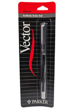 Parker Vector Roller Ball Pen Black Fine Point Black Ink New NIP Made in USA picture