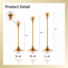 12 Pcs Brass Gold Taper Candle Holders Vintage Table Centerpieces picture