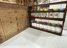 1970’s Three Mountaineers Spice Two Tier Cabinet With 16 Spice  Bottles picture