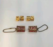 RARE Vtg Crisloid Loaded Trick Dice Set Brass Cages Ball Chain USA Gambling Kit picture