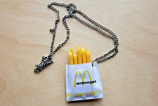 McDonald's Vintage 1980's Girls 3D Small French Fry Necklace on a 16