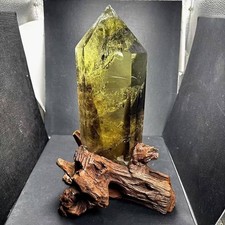 9LB Top Natural Citrine Quartz Obelisk Crystal Wand Point Reiki Tower  + base picture