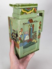 Vintage c.1930's Tlaquepaque Mexican Green Glazed Art Deco form  Pottery Pitcher picture