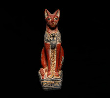 Authentic Ancient Egyptian Antiques Goddess Bastet Cat Statue Scarab Artifact BC picture