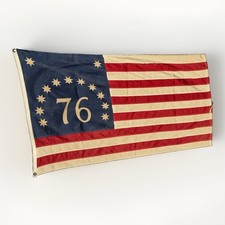 Vintage 1976 Bicentennial 76 3x5 Cotton American Flag USA Worn Distressed picture