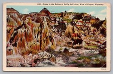 Postcard Scene in the Bottom Hells Half Acre Natrona County Wyoming Posted 1958 picture