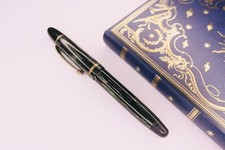 Vintage 1930s Montegrappa Green Striated Celluloid Button Filler picture