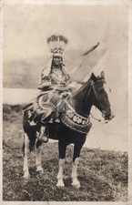 Glacier Park MT Native American Indian Chief 1910s RPPC Photo Postcard COPY picture