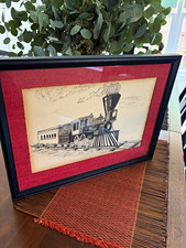 Vintage 1972 Original “The General” Train Drawing – Pen & Ink Railroad Art picture