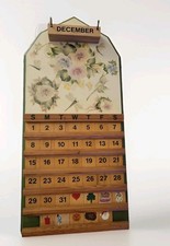 Vintage Perpetual Wooden Calender Wall 90s Floral Ivy Complete Holiday Tiles  picture