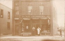 J86/ Ashtabula Ohio RPPC Postcard c1910 West End Grocery Store 18 picture