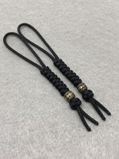 2mm Paracord Micro Knife Lanyard 2pk, Black Cord Snake Knot With Metal Bead picture