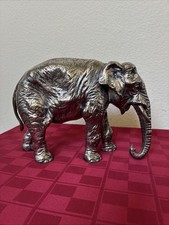 Vintage Jennings Brothers Silvered Metal Elephant 9” Statue JB 2598 picture
