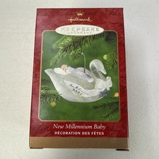 Hallmark 2000 New Millennium Baby Swan Keepsake Christmas Ornament QX8581 Box picture