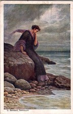 WWI Feldpost Postcard C. Benesch Sehnsucht Woman by Sea 1917 Vienna picture